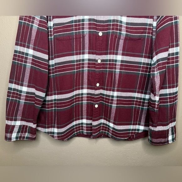 American Eagle Men's Burgundy Super Soft Plaid Flannel Shirt XL 100% Cotton Fall - Picture 4 of 13